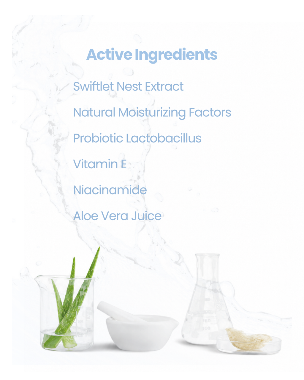 List of active ingredients on a white background